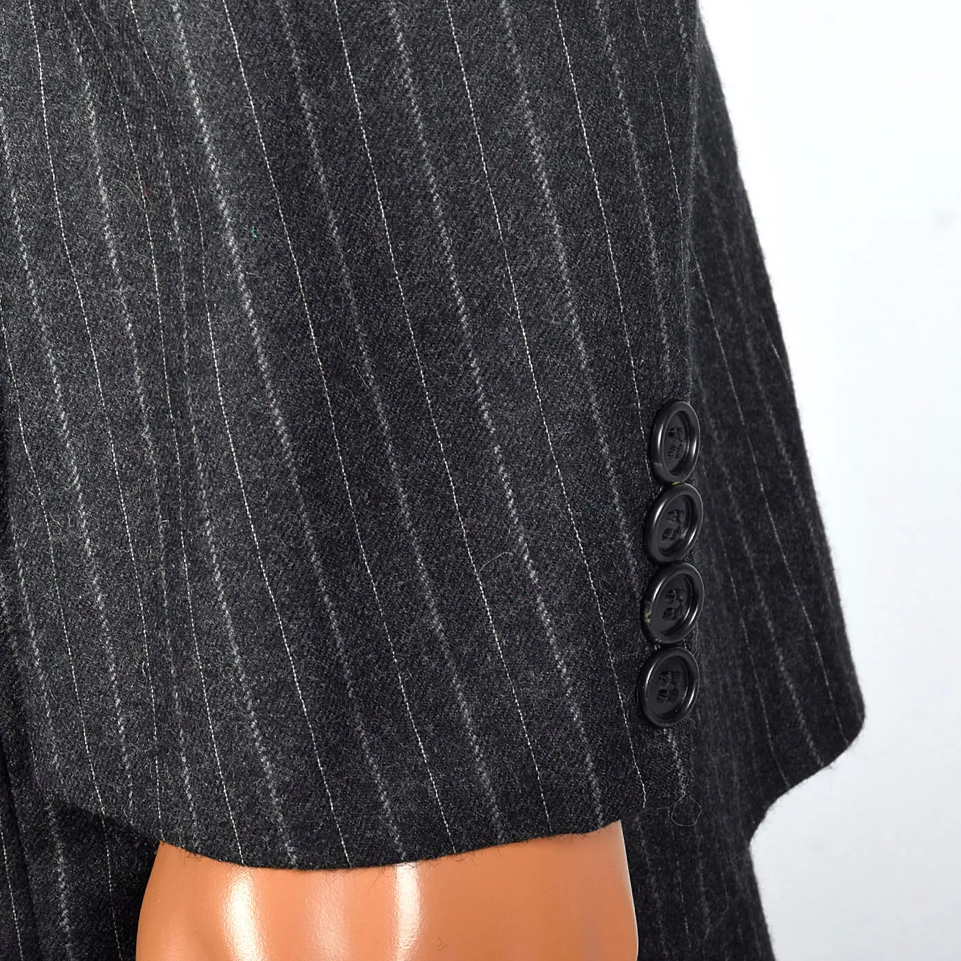1980s Mens Calvin Klein Deadstock Charcoal Stripe Suit