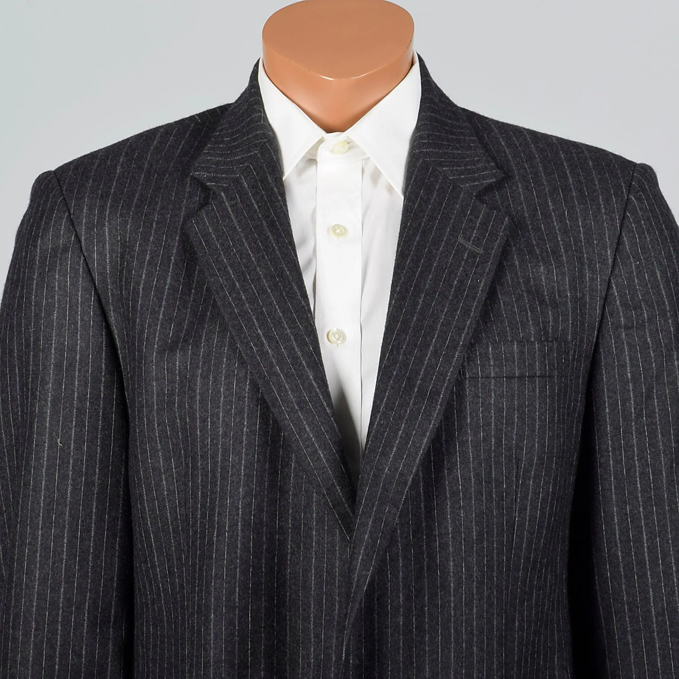 1980s Mens Calvin Klein Deadstock Charcoal Stripe Suit