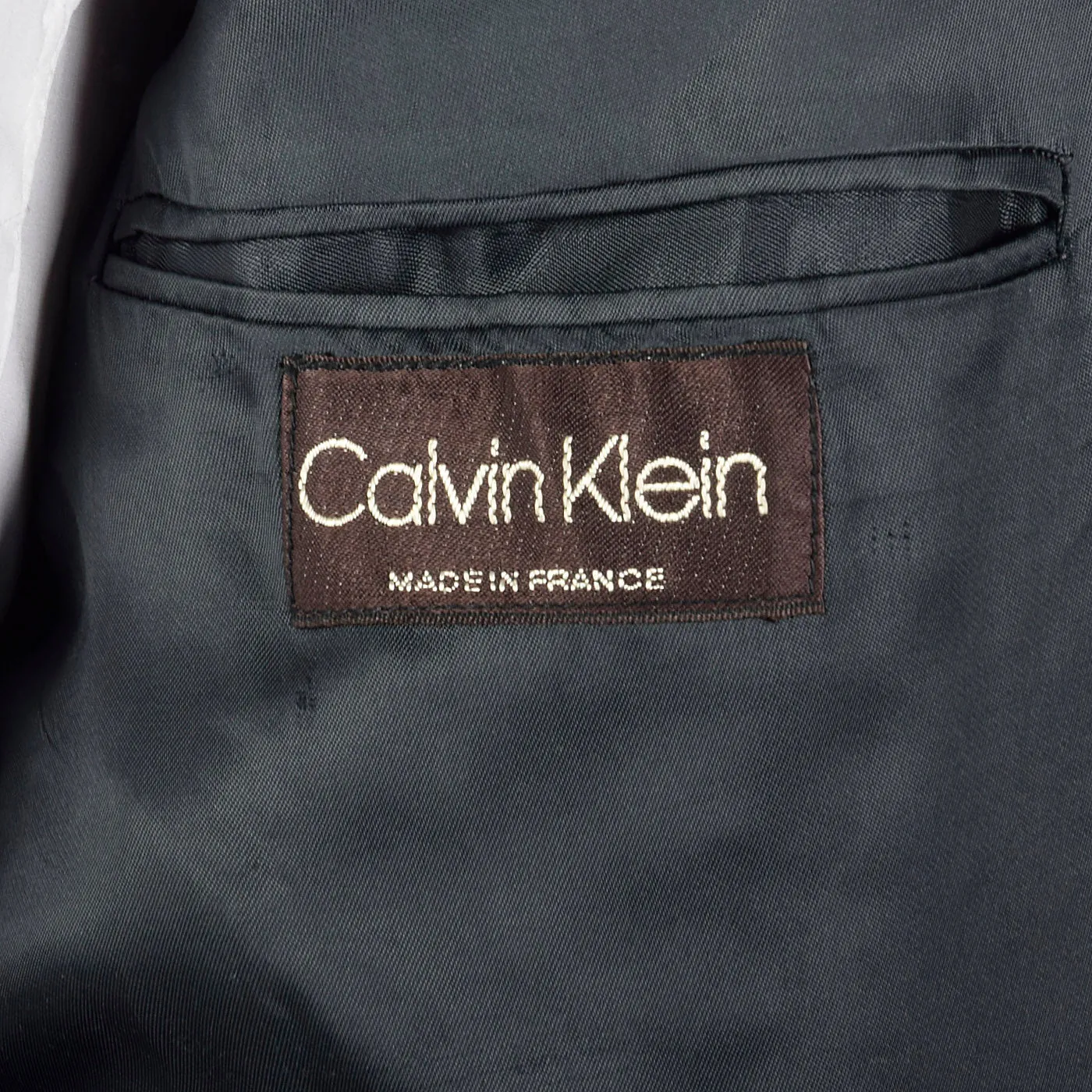 1980s Mens Calvin Klein Deadstock Charcoal Stripe Suit