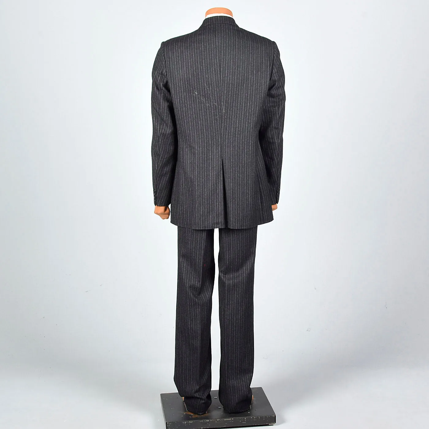 1980s Mens Calvin Klein Deadstock Charcoal Stripe Suit