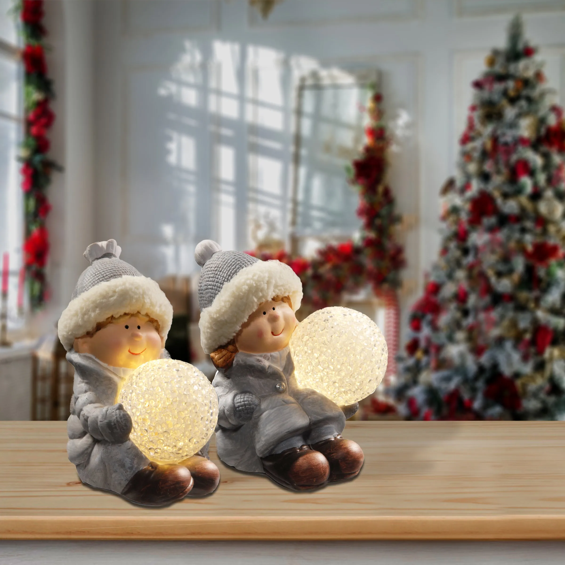 5.5 in. Lighted Boy & Girl Decor Piece