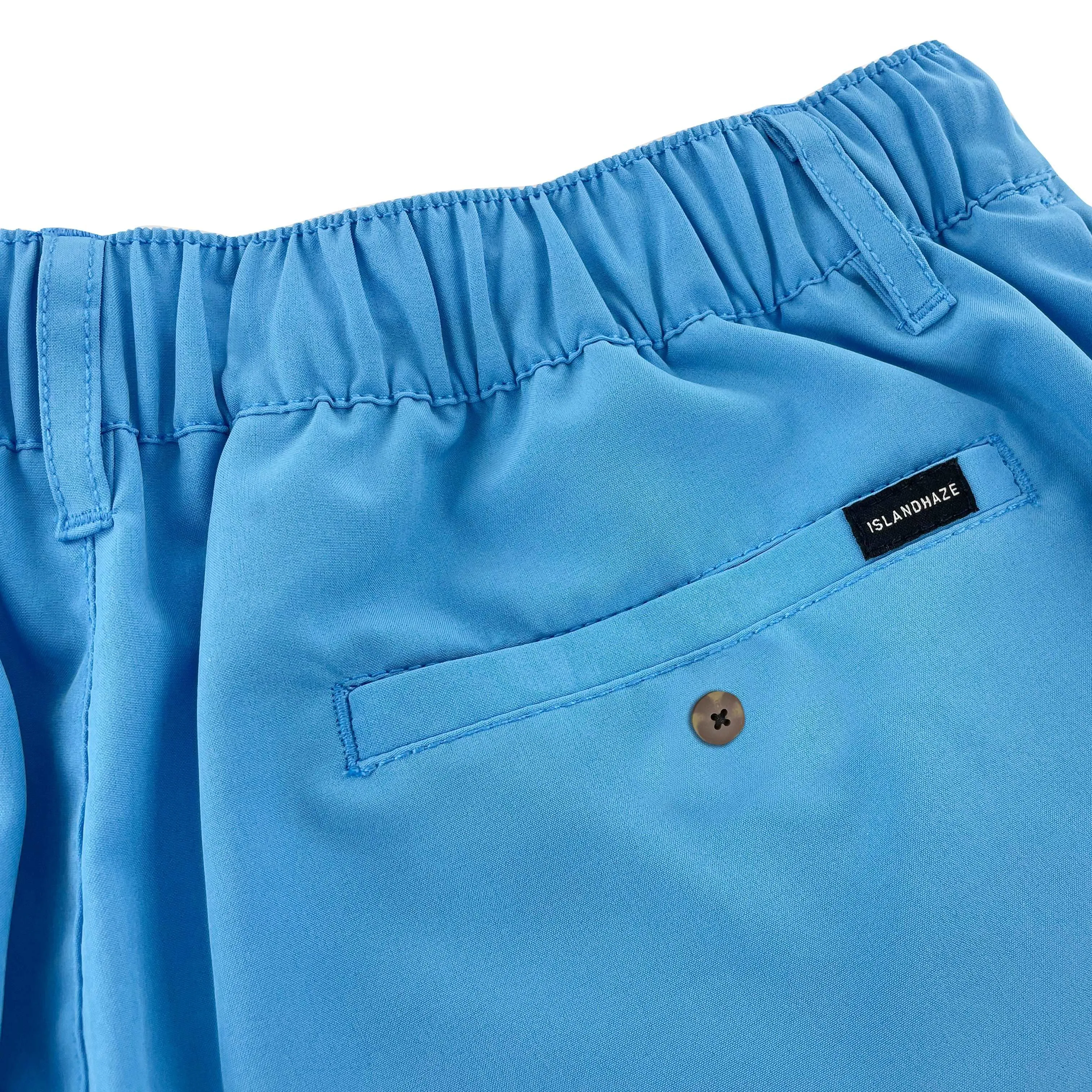 6" Solid Swim Trunks-Half Elastic Waistband - Water Funnd