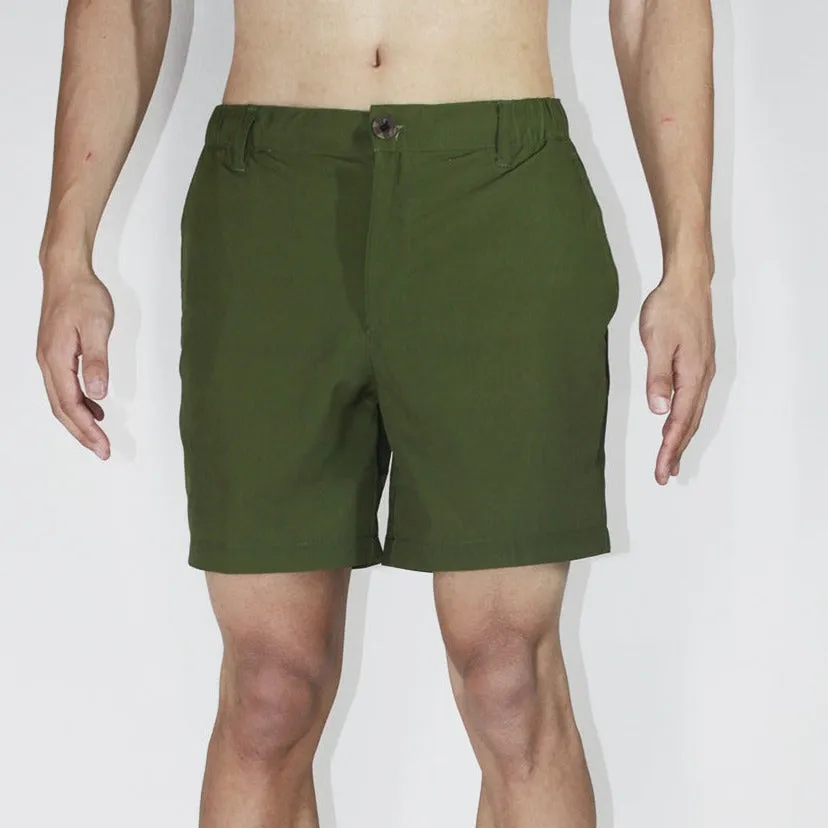 6" Solid Swim Trunks-Half Elastic Waistband - Water Funnd