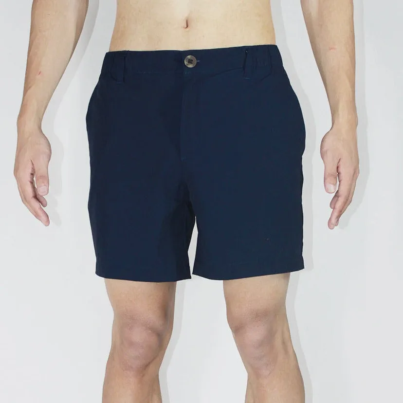 6" Solid Swim Trunks-Half Elastic Waistband - Water Funnd