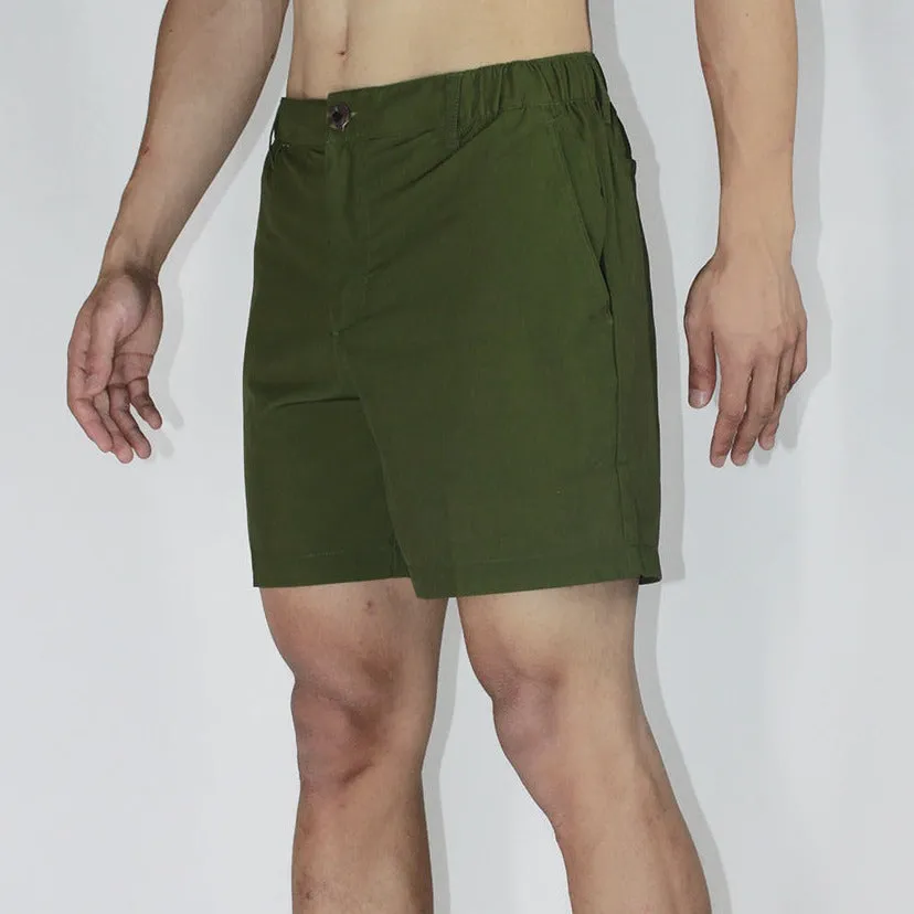 6" Solid Swim Trunks-Half Elastic Waistband - Water Funnd