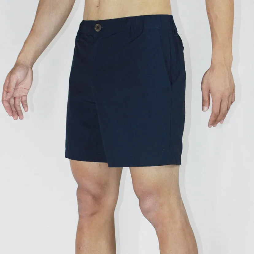 6" Solid Swim Trunks-Half Elastic Waistband - Water Funnd