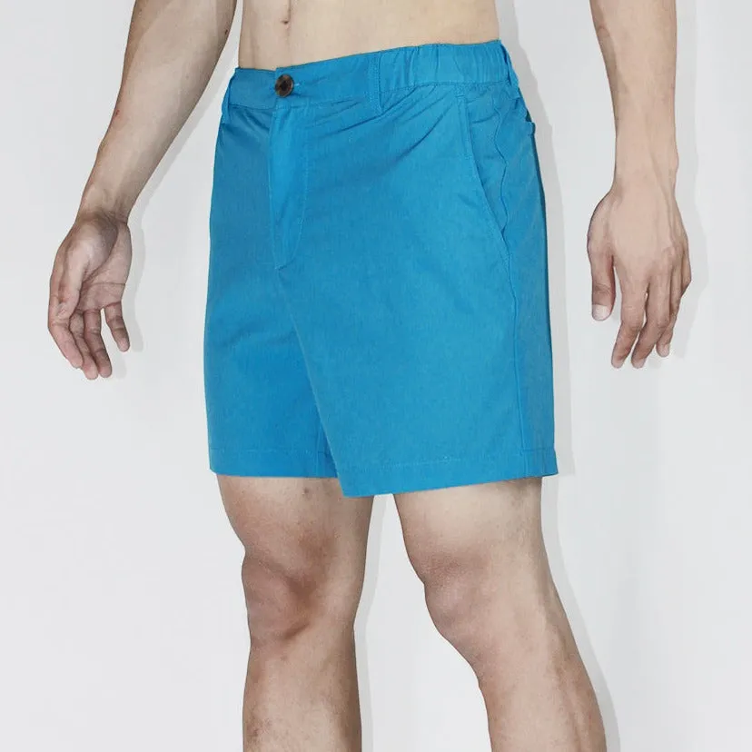 6" Solid Swim Trunks-Half Elastic Waistband - Water Funnd