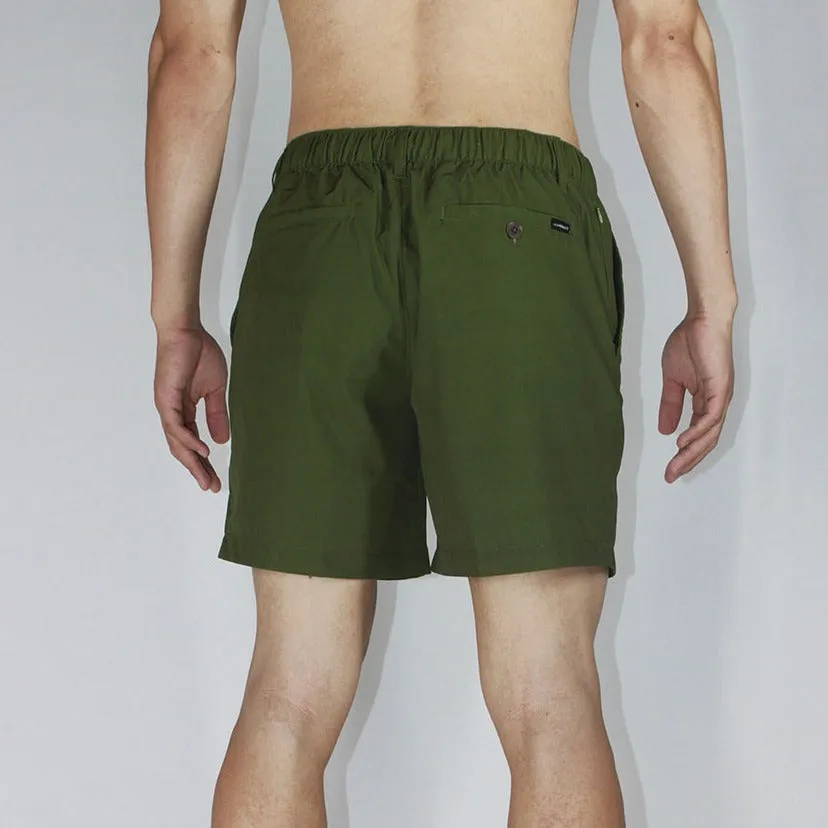 6" Solid Swim Trunks-Half Elastic Waistband - Water Funnd