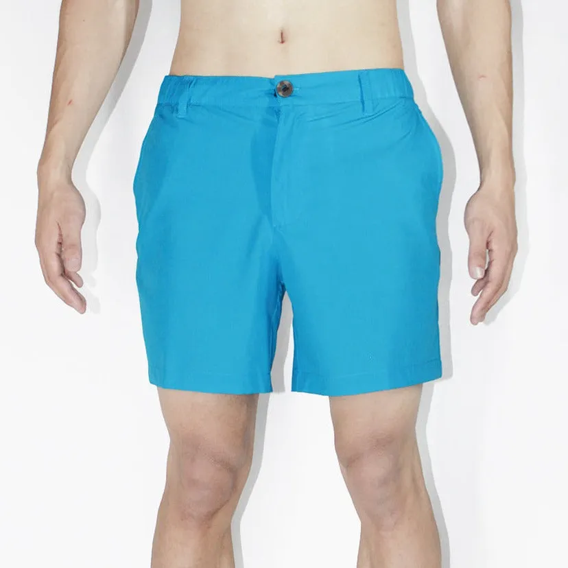 6" Solid Swim Trunks-Half Elastic Waistband - Water Funnd