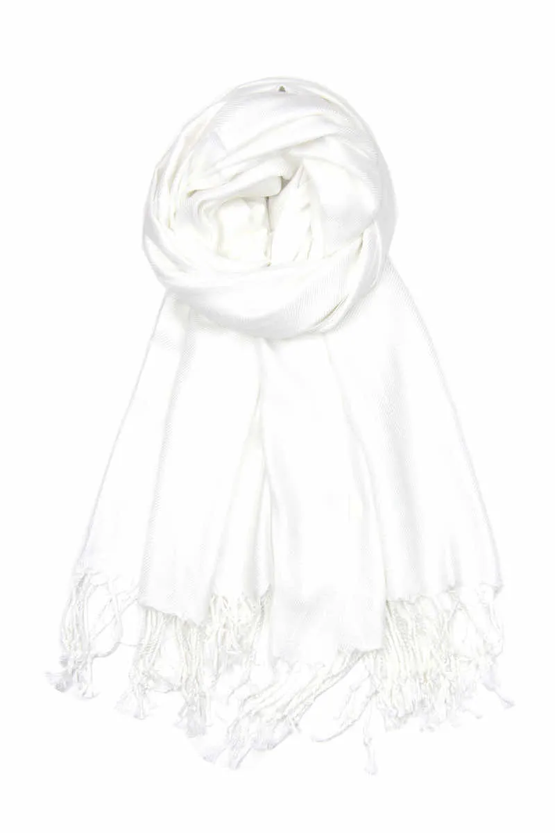 Achillea White Pashmina Scarf