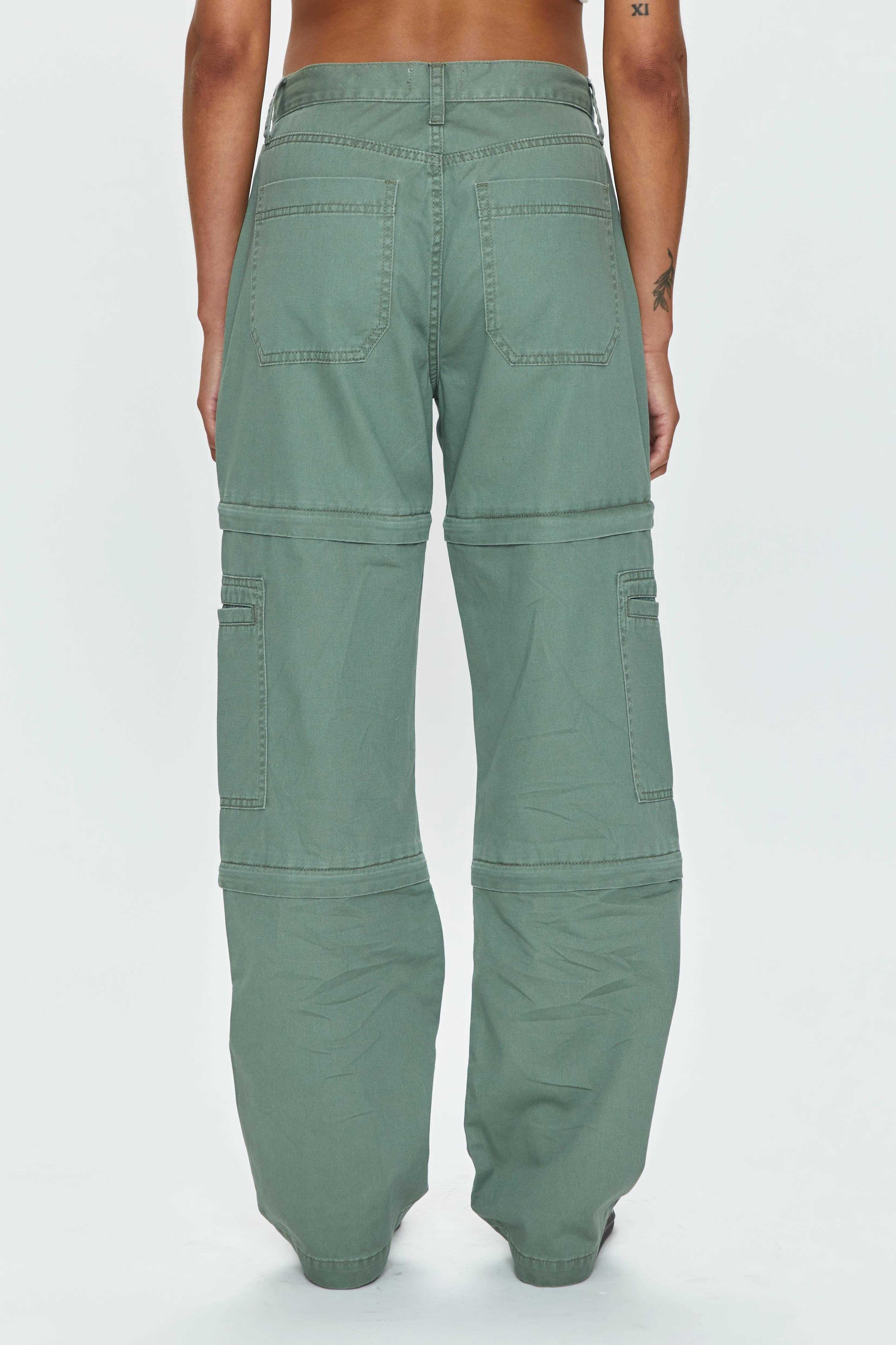 Aiden Mid Rise Zip Off Cargo -  Calvary Olive