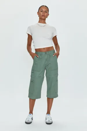Aiden Mid Rise Zip Off Cargo -  Calvary Olive