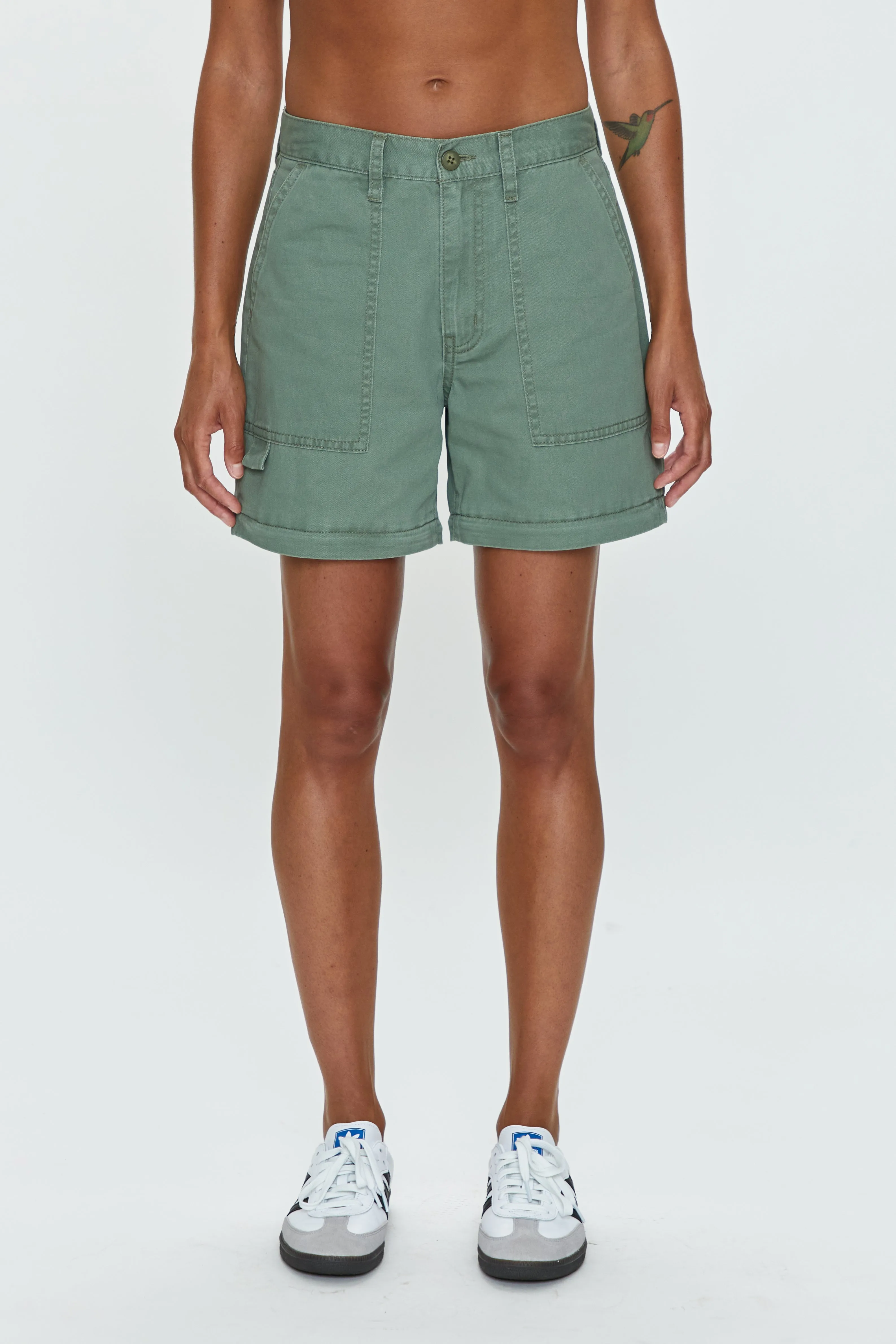 Aiden Mid Rise Zip Off Cargo -  Calvary Olive