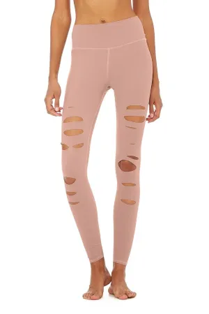 ALO YOGA // HIGH WAIST RIPPED WARRIOR LEGGING - SMOKEY QUARTZ
