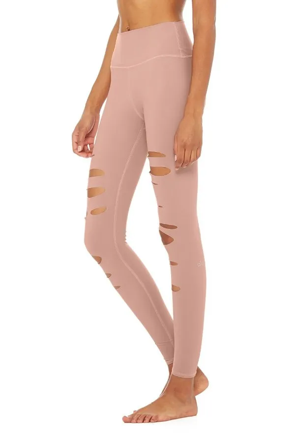 ALO YOGA // HIGH WAIST RIPPED WARRIOR LEGGING - SMOKEY QUARTZ