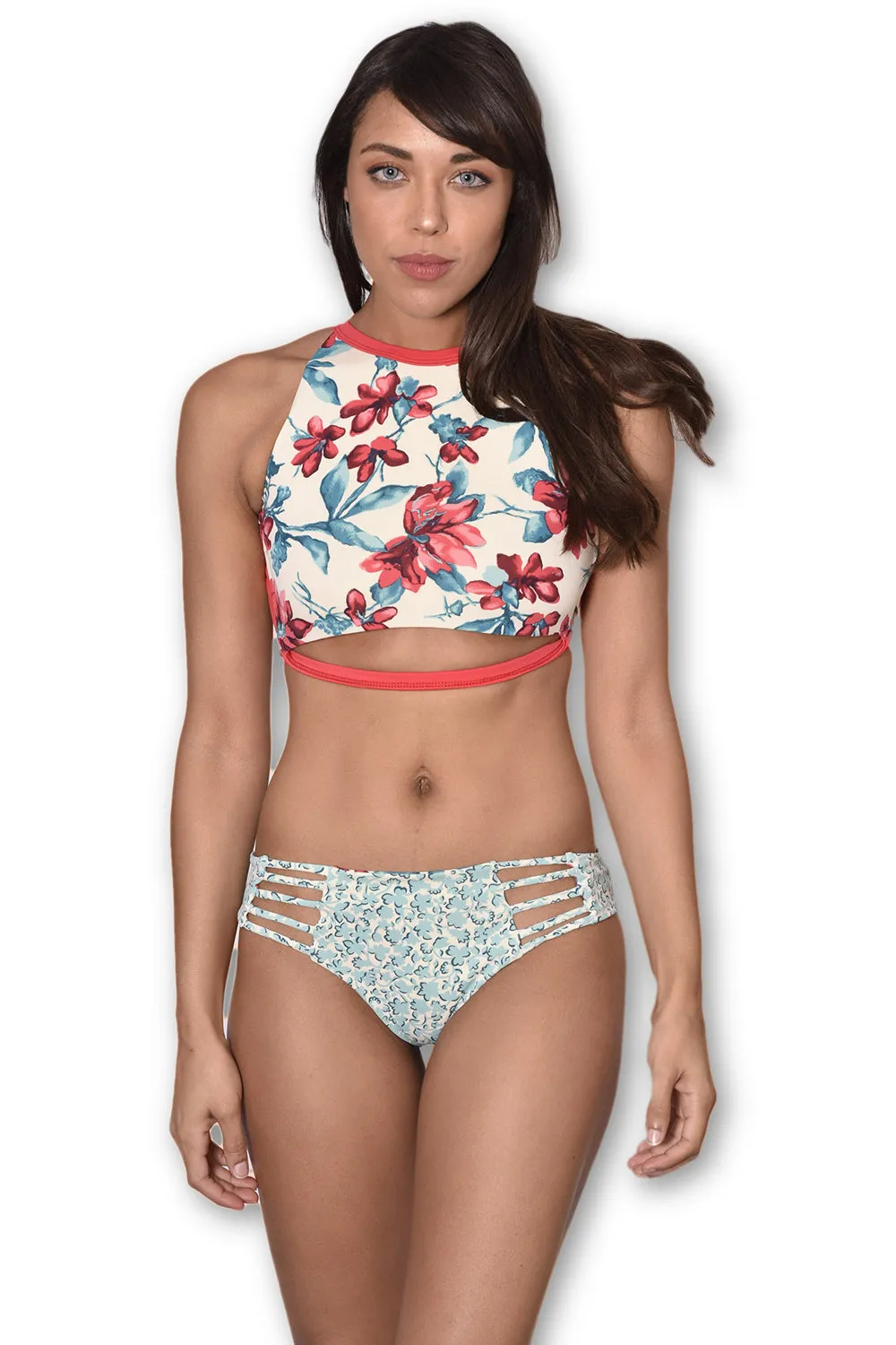 AMAZON FLOWER Reversible Strapped Bikini Bottom