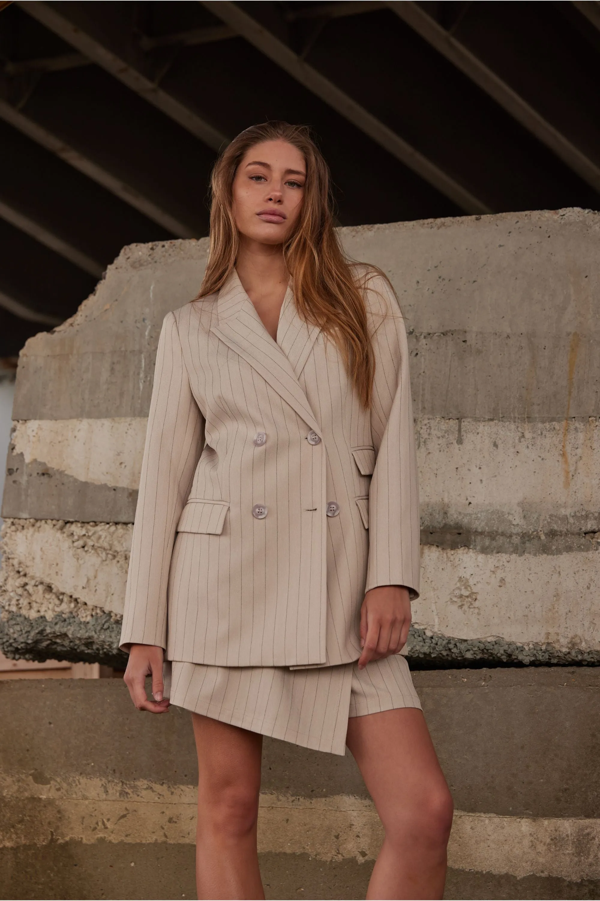 ApricotBBErica nederdel-shorts - Light Grey stripes