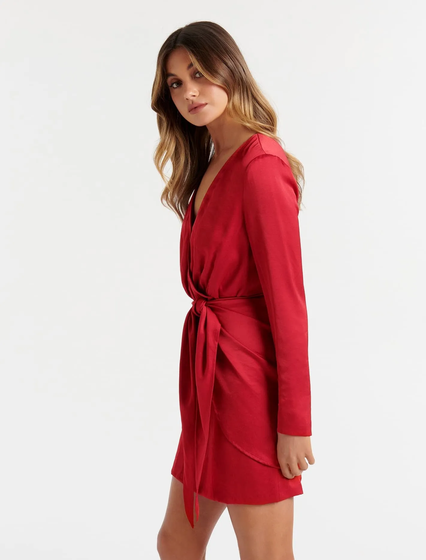 Ava Satin Sarong Mini Dress