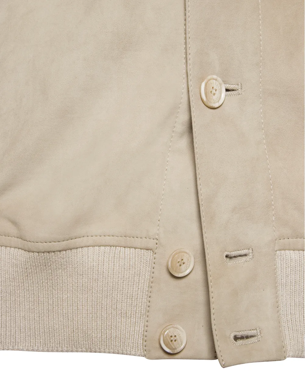 Beige Suede and Cotton Knit Shirt Jacket