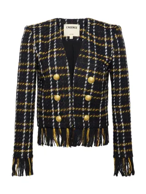 Belmont Fringe Jacket (Black Yellow Multi Plaid)