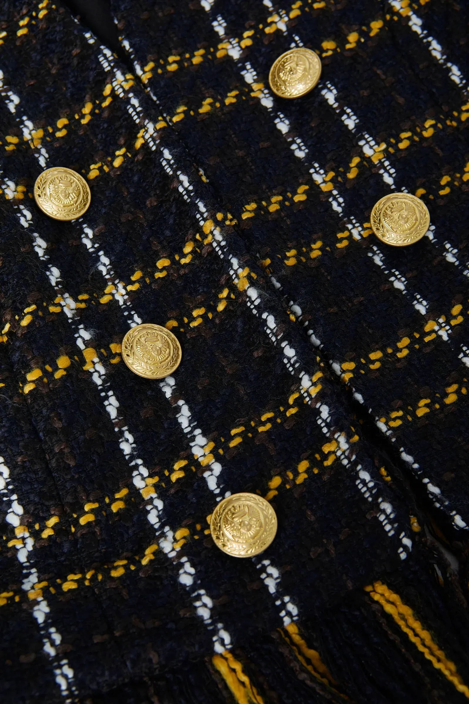 Belmont Fringe Jacket (Black Yellow Multi Plaid)