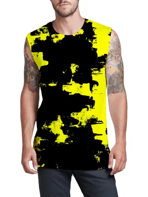Black and Yellow Abstract Men's Muscle Tank