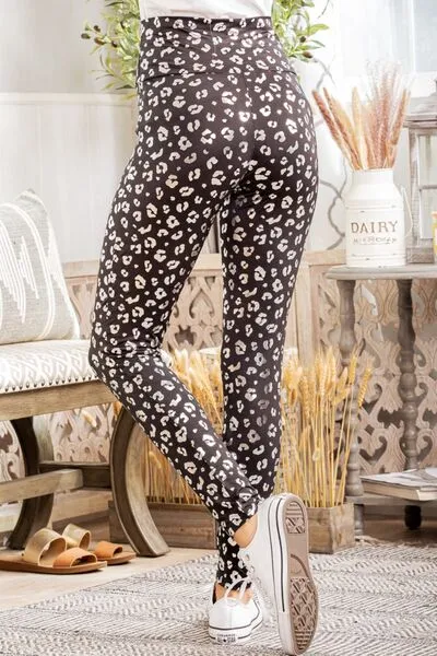 Black Full Size Leopard High Waist Leggings