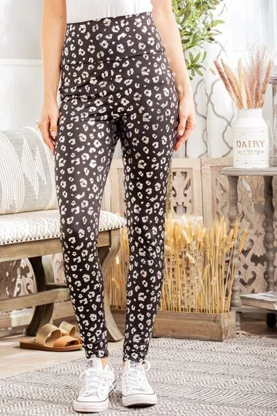 Black Full Size Leopard High Waist Leggings
