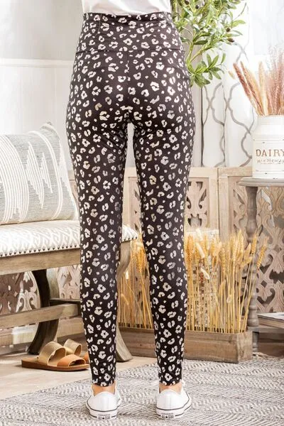 Black Full Size Leopard High Waist Leggings