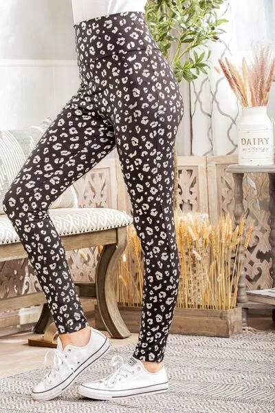 Black Full Size Leopard High Waist Leggings