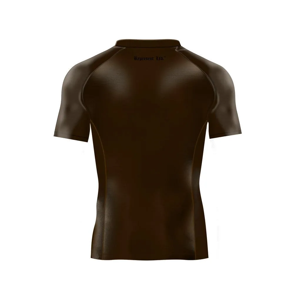 Black Gang Jiu Jitsu Rash Guard Short Sleeve [BROWN]
