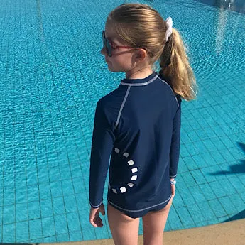 Blue/ white long-sleeved rash top