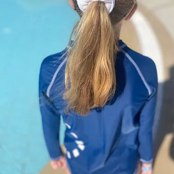 Blue/ white long-sleeved rash top