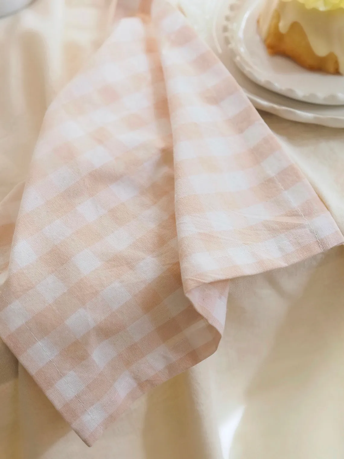 Blush Gingham Cocktail Napkin