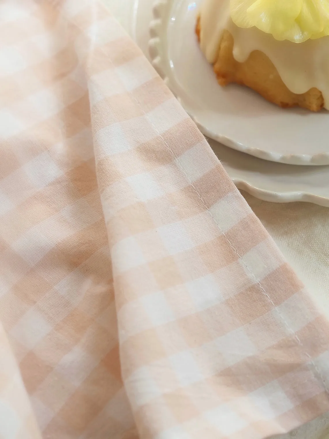 Blush Gingham Cocktail Napkin
