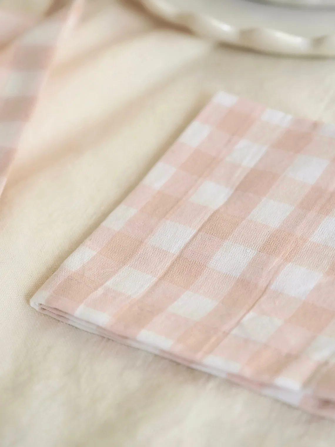 Blush Gingham Cocktail Napkin