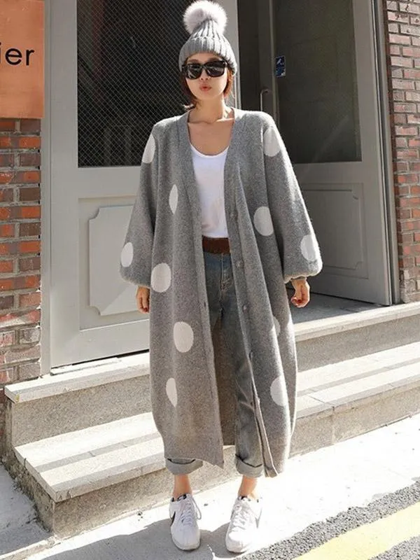 Brilliant Polka-dot Printed Long Cover-up