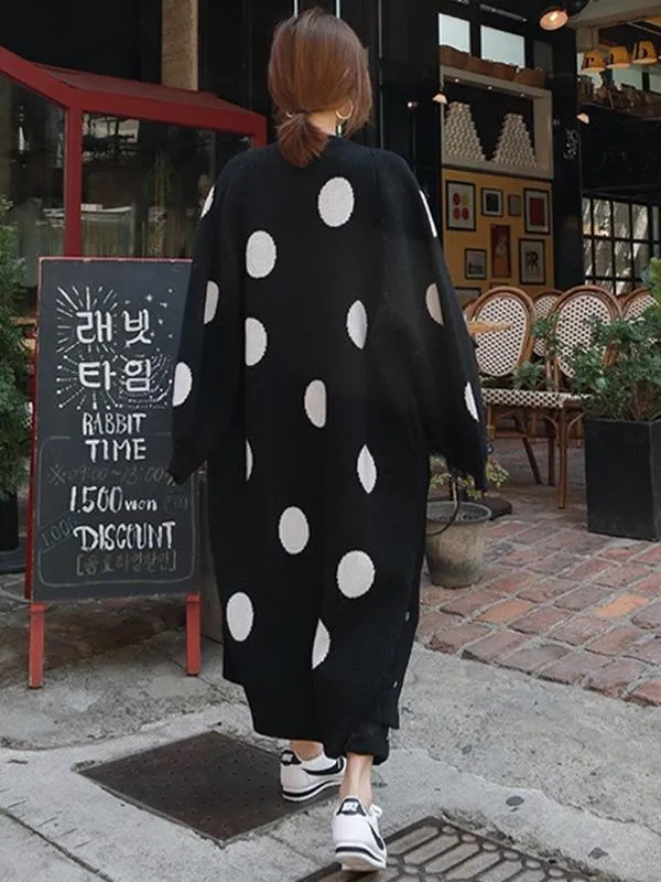 Brilliant Polka-dot Printed Long Cover-up