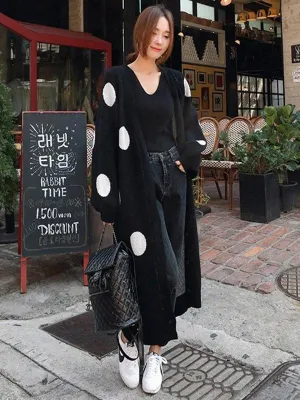 Brilliant Polka-dot Printed Long Cover-up