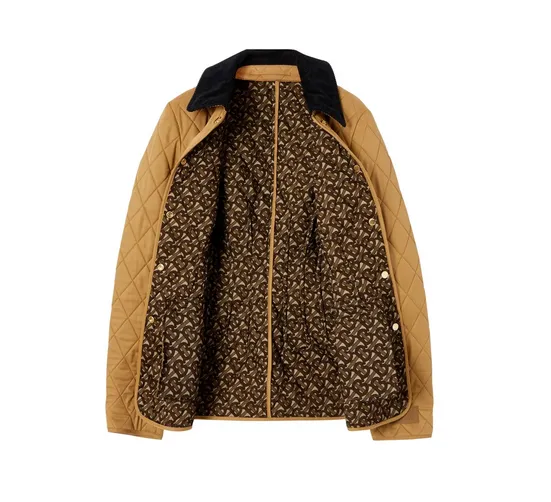 BURBERRY CORDUROY COLLAR DIAMOND QUILTED BARN JACKET