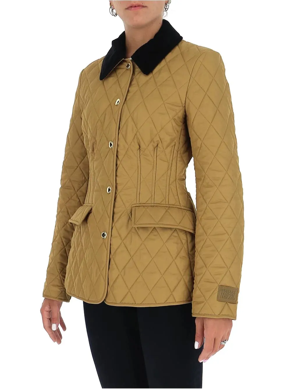 BURBERRY CORDUROY COLLAR DIAMOND QUILTED BARN JACKET