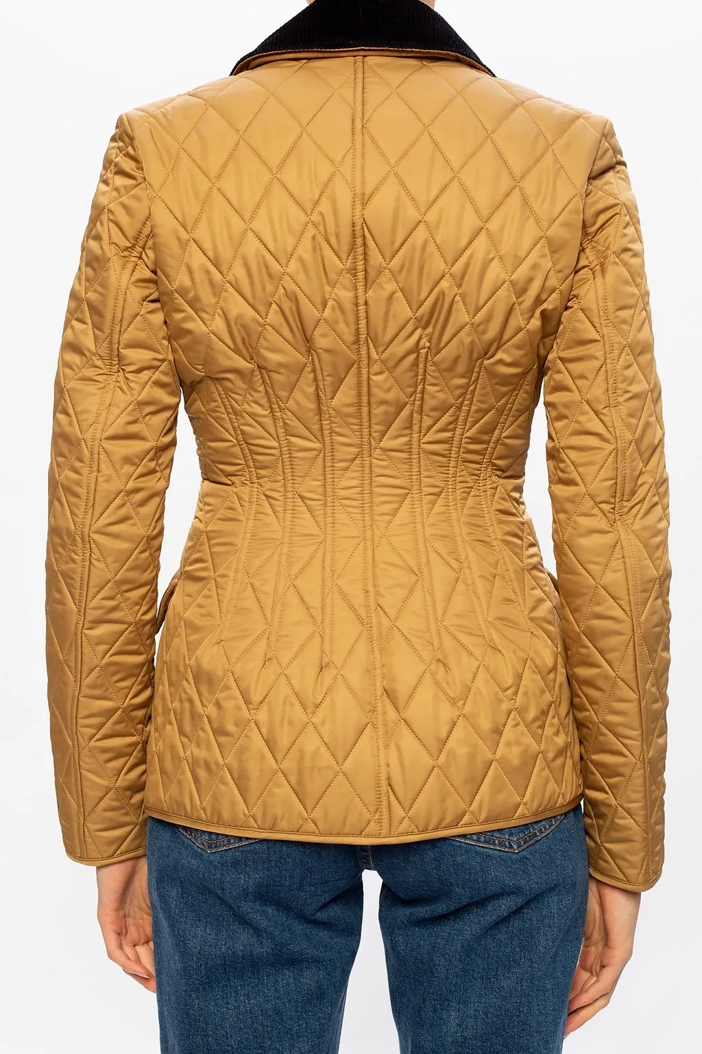 BURBERRY CORDUROY COLLAR DIAMOND QUILTED BARN JACKET