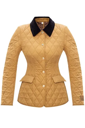 BURBERRY CORDUROY COLLAR DIAMOND QUILTED BARN JACKET