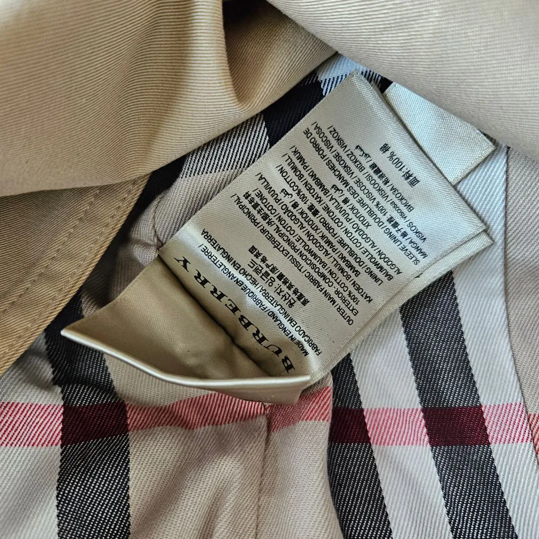 Burberry Sandringham Trench Coat Leather Trim Natural