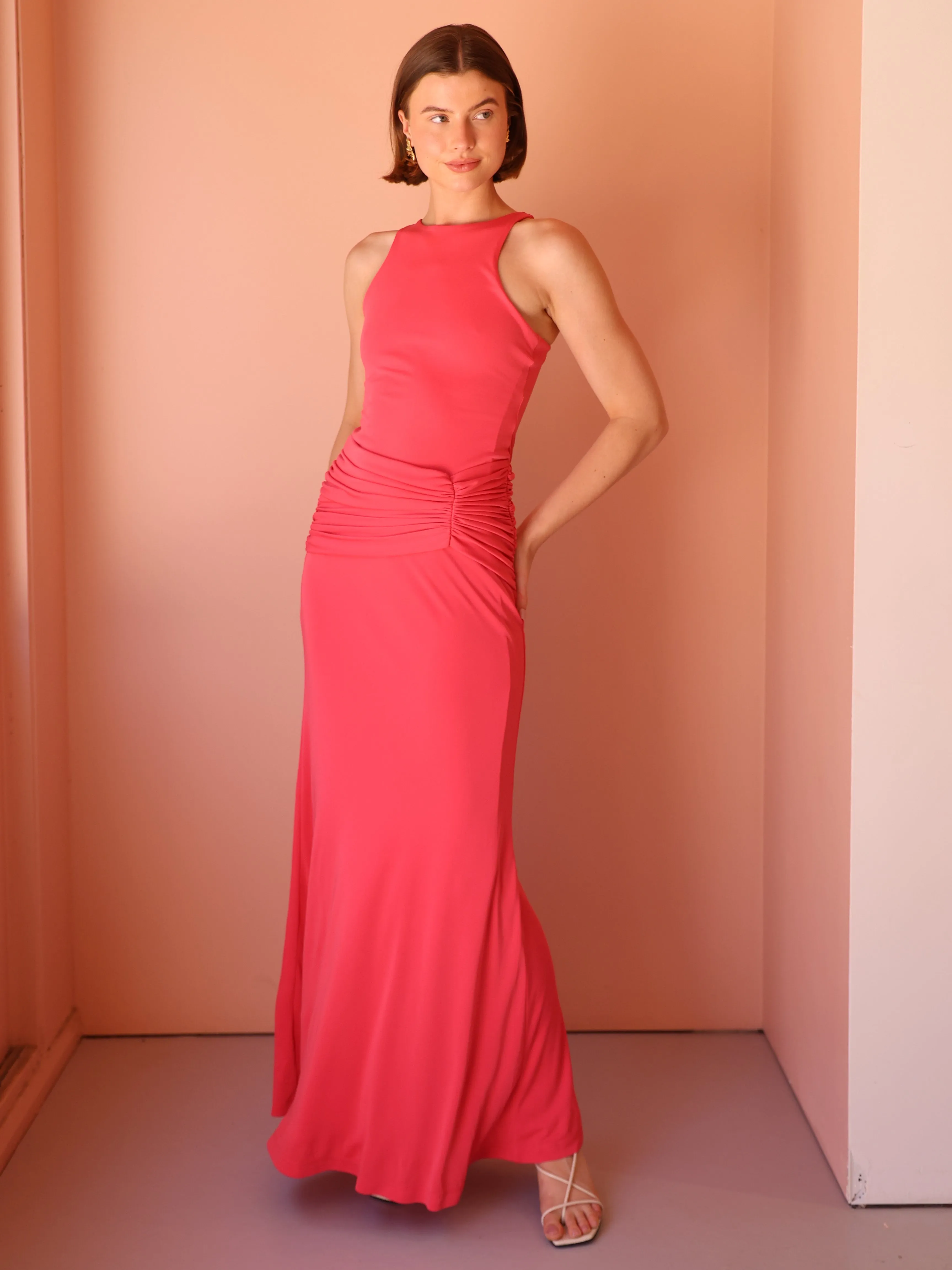 By Nicola Charli Racerback Sarong Dress in Punch