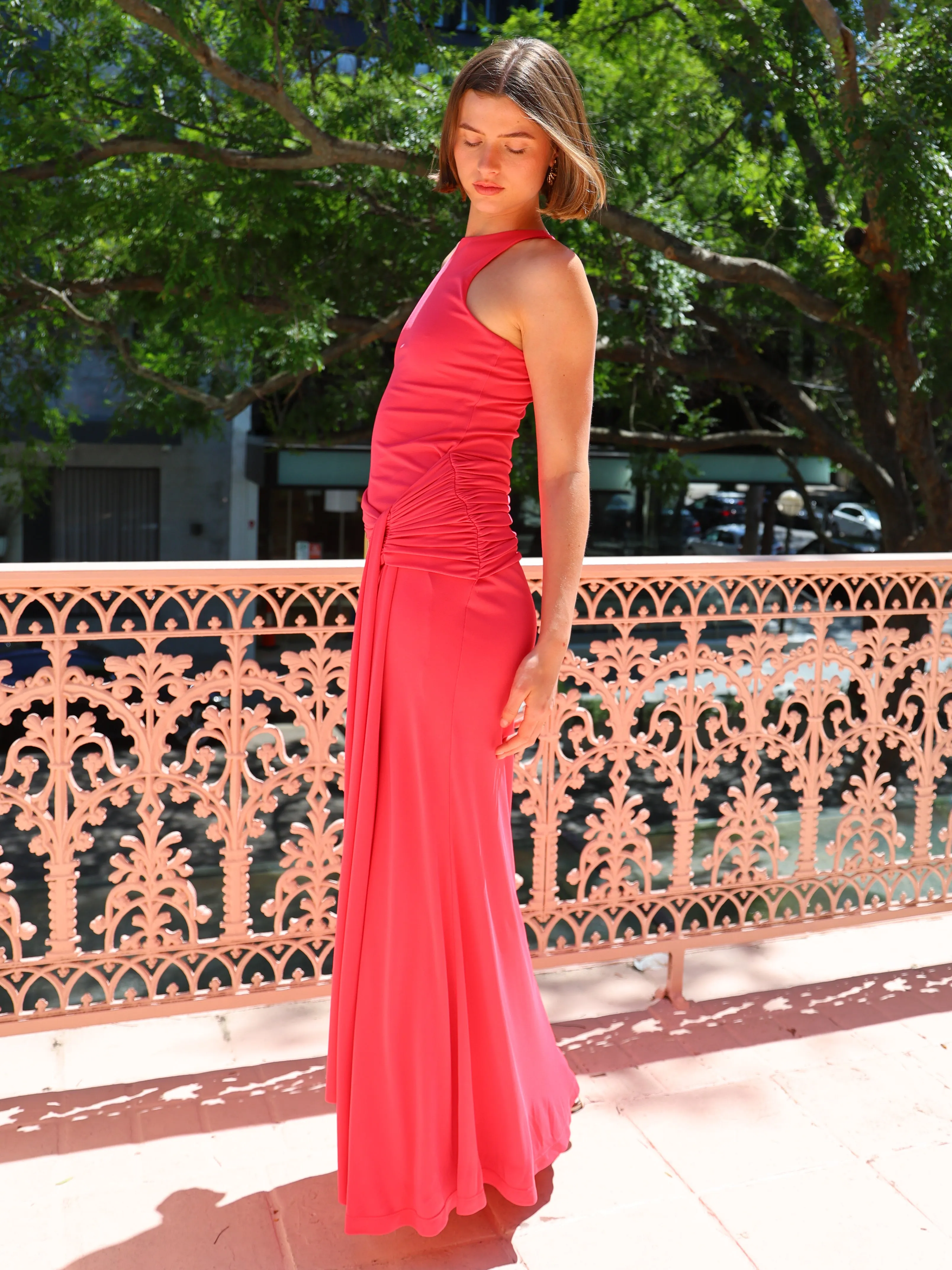 By Nicola Charli Racerback Sarong Dress in Punch