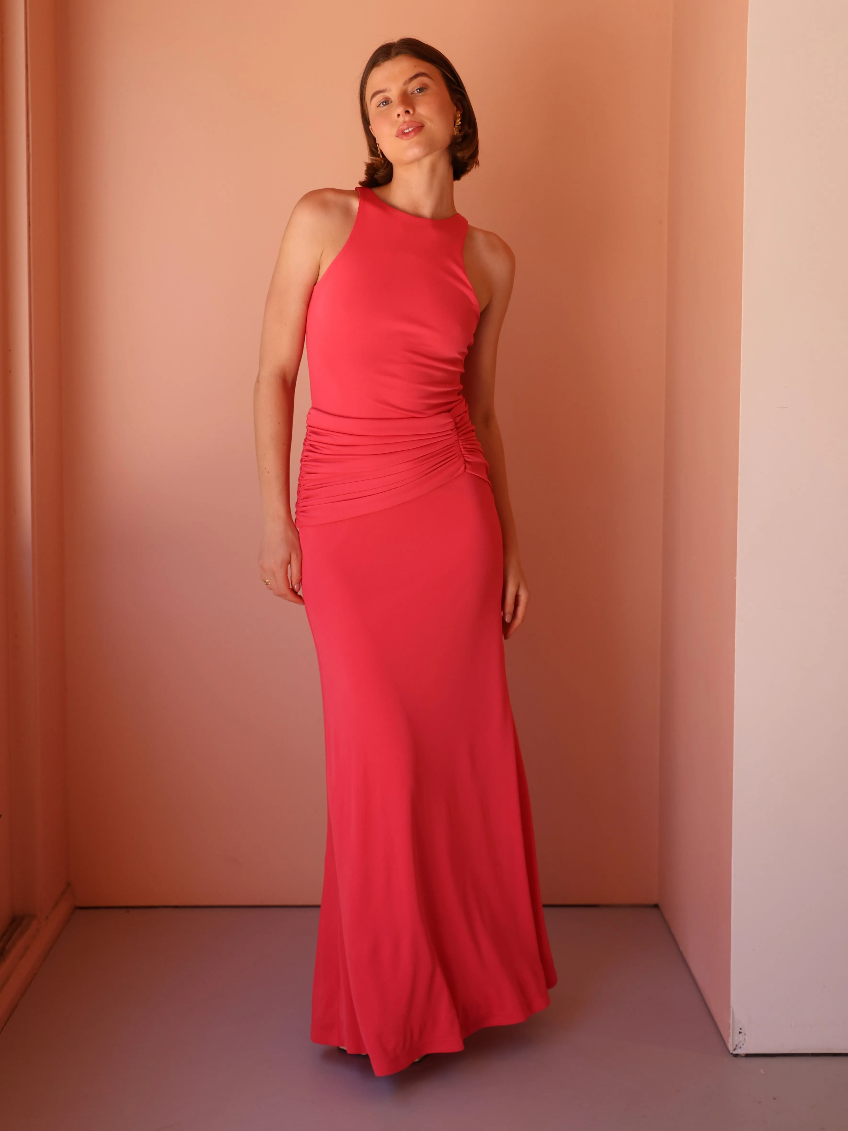 By Nicola Charli Racerback Sarong Dress in Punch