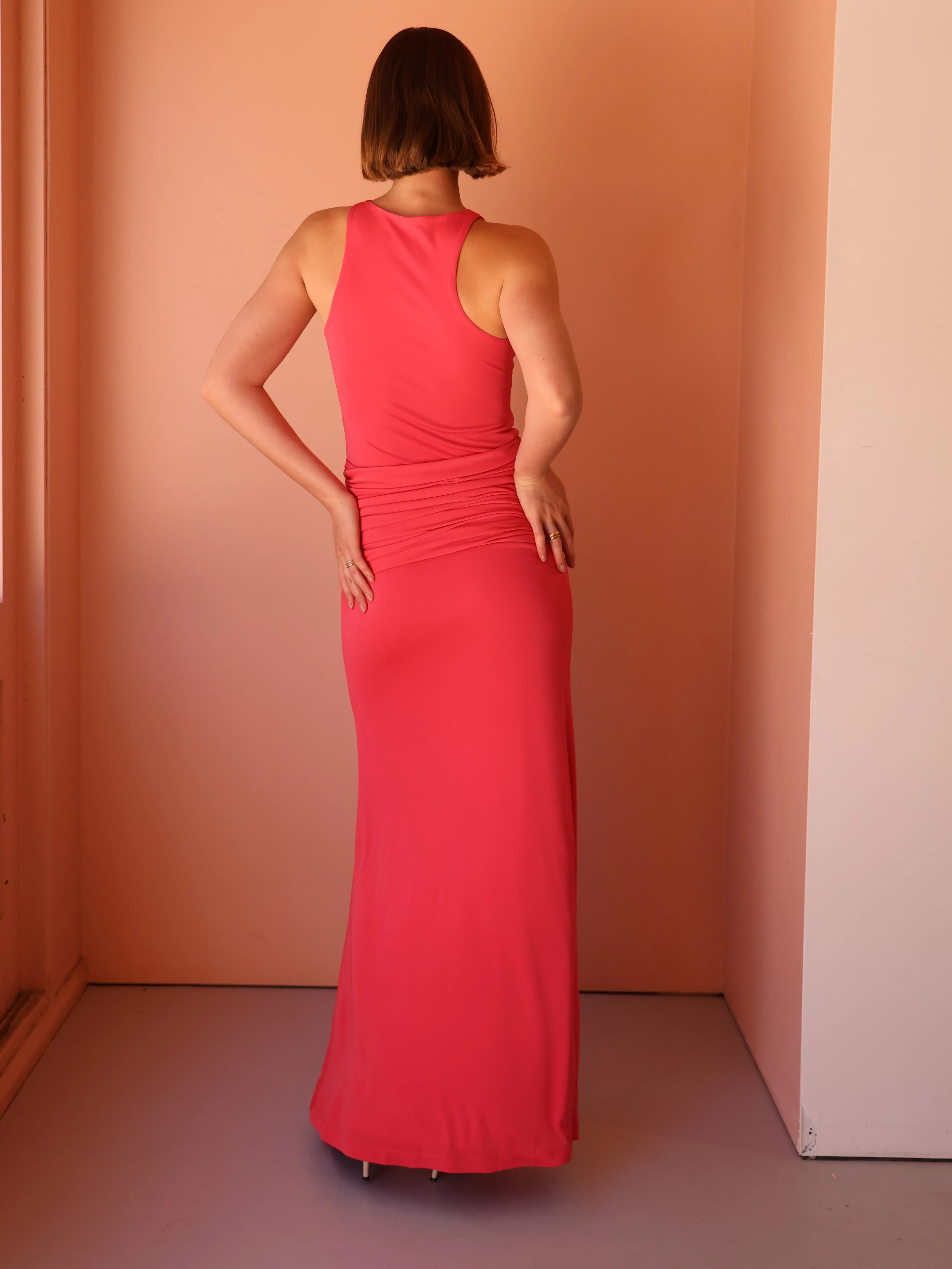 By Nicola Charli Racerback Sarong Dress in Punch