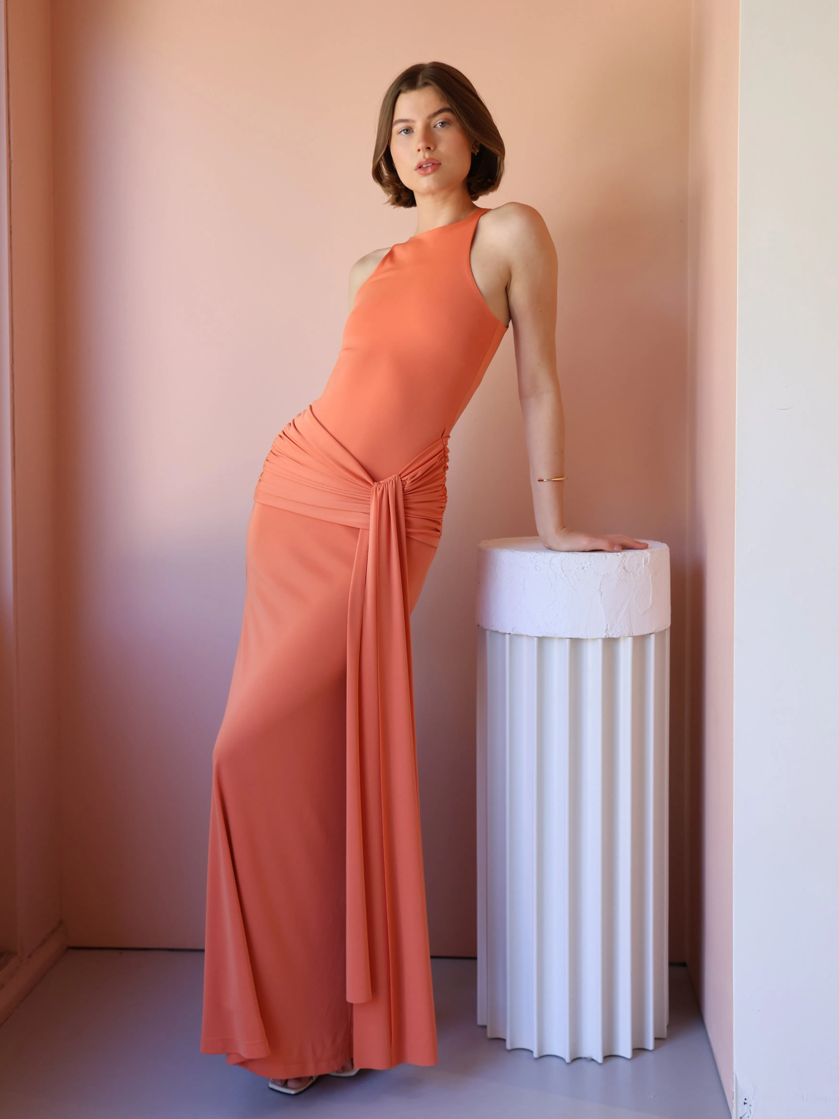 By Nicola Charli Racerback Sarong Dress in Sunset