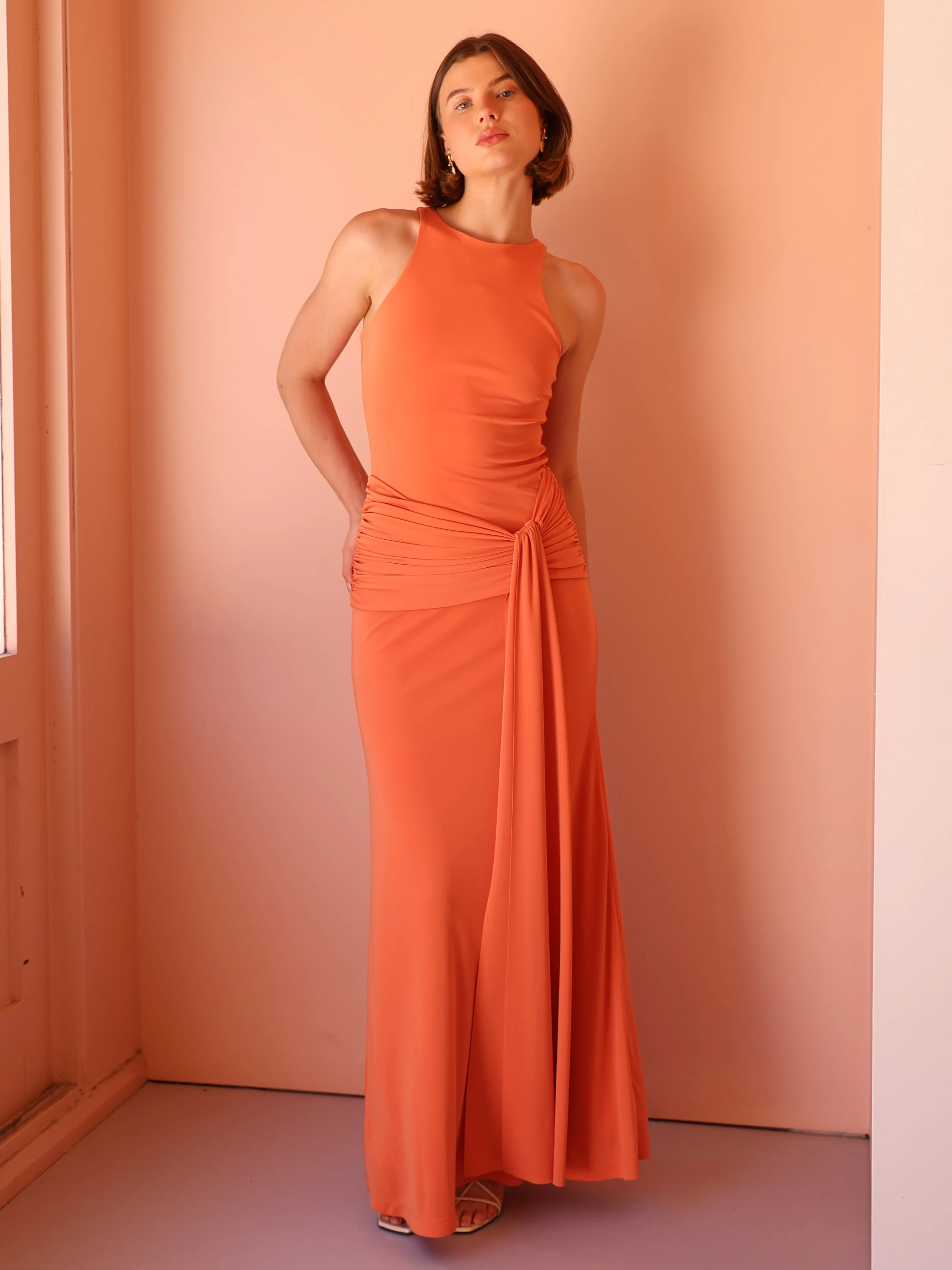 By Nicola Charli Racerback Sarong Dress in Sunset